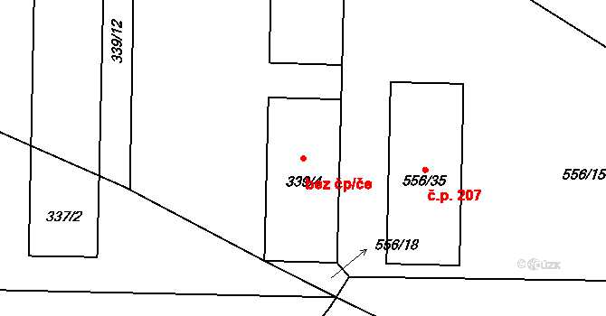 Roudné 42769124 na parcele st. 339/4 v KÚ Roudné, Katastrální mapa