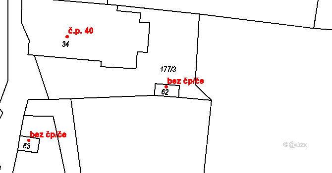 Stříbřec 43556124 na parcele st. 62 v KÚ Libořezy, Katastrální mapa