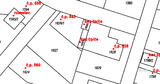 Lužná 44418124 na parcele st. 1626/3 v KÚ Lužná u Rakovníka, Katastrální mapa
