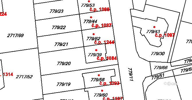 Kylešovice 1084, Opava na parcele st. 779/39 v KÚ Kylešovice, Katastrální mapa