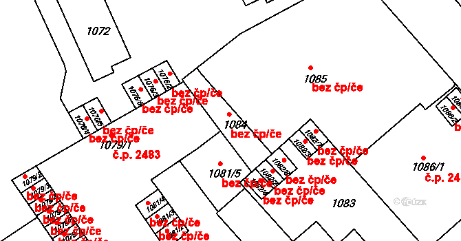 Teplice 45101124 na parcele st. 1084 v KÚ Teplice, Katastrální mapa
