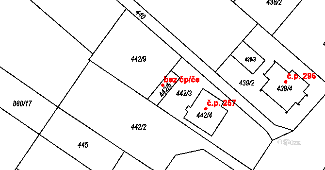 Olomouc 48098124 na parcele st. 442/5 v KÚ Nemilany, Katastrální mapa