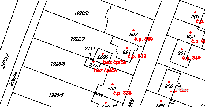 Opava 48735124 na parcele st. 2696 v KÚ Kateřinky u Opavy, Katastrální mapa
