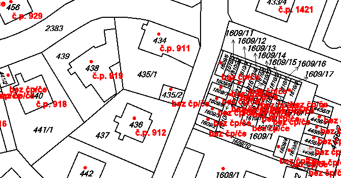 Teplice 49331124 na parcele st. 435/2 v KÚ Teplice-Trnovany, Katastrální mapa