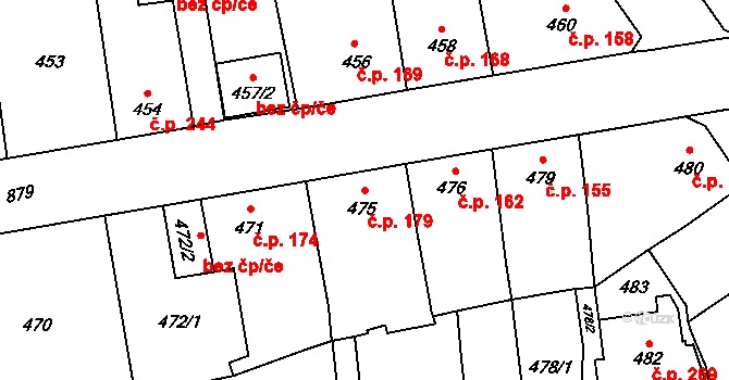 Chudeřín 179, Litvínov na parcele st. 475 v KÚ Chudeřín u Litvínova, Katastrální mapa