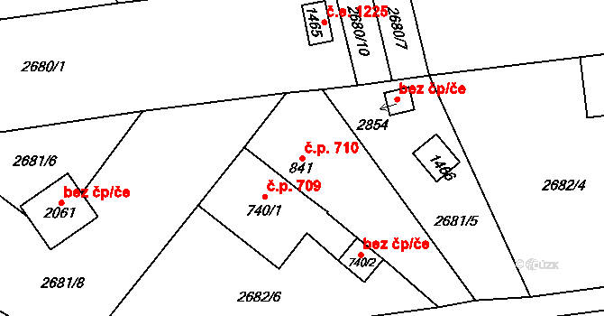 Choceň 710 na parcele st. 841 v KÚ Choceň, Katastrální mapa
