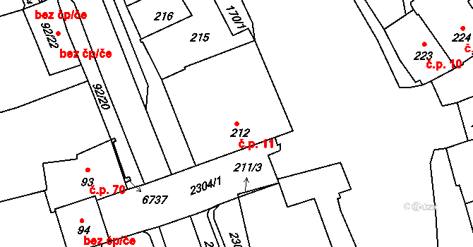 Beroun-Závodí 11, Beroun na parcele st. 212 v KÚ Beroun, Katastrální mapa