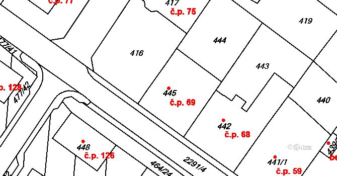 Malé Předměstí 69, Horšovský Týn na parcele st. 445 v KÚ Horšovský Týn, Katastrální mapa