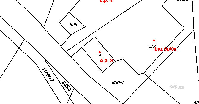 Velká Ves 3, Broumov na parcele st. 4 v KÚ Velká Ves u Broumova, Katastrální mapa