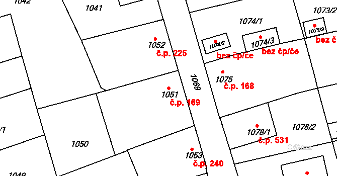 Tlučná 169 na parcele st. 1051 v KÚ Tlučná, Katastrální mapa