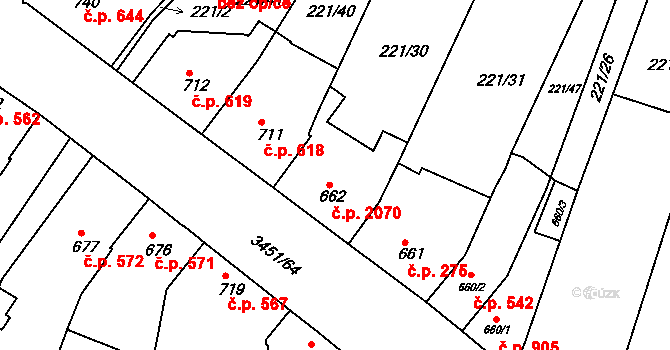 Lysá nad Labem 2070 na parcele st. 662 v KÚ Lysá nad Labem, Katastrální mapa