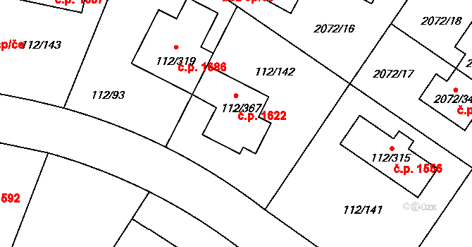 Stará Boleslav 1622, Brandýs nad Labem-Stará Boleslav na parcele st. 112/367 v KÚ Stará Boleslav, Katastrální mapa