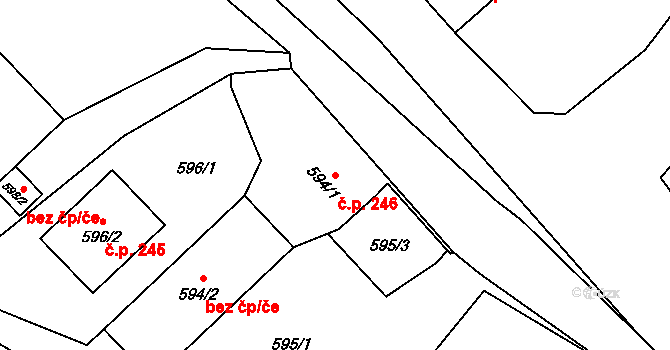 Studénka 246 na parcele st. 594/1 v KÚ Studénka nad Odrou, Katastrální mapa