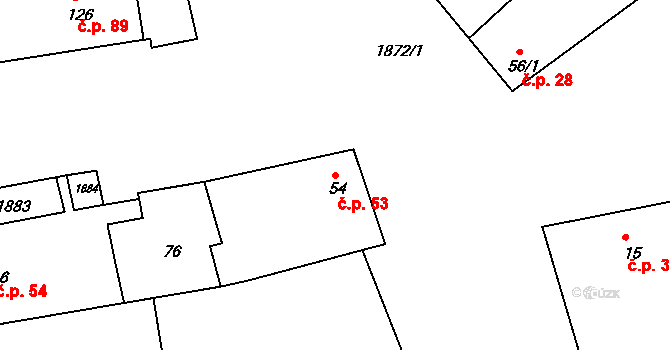 Nítkovice 53 na parcele st. 54 v KÚ Nítkovice, Katastrální mapa