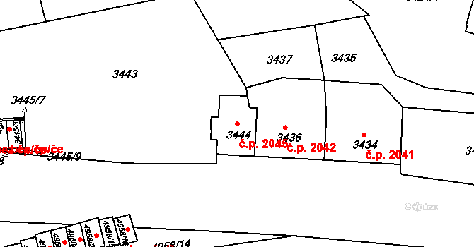 Znojmo 2045 na parcele st. 3444 v KÚ Znojmo-město, Katastrální mapa