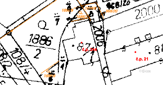 Přerov nad Labem 244 na parcele st. 87/1 v KÚ Přerov nad Labem, Katastrální mapa