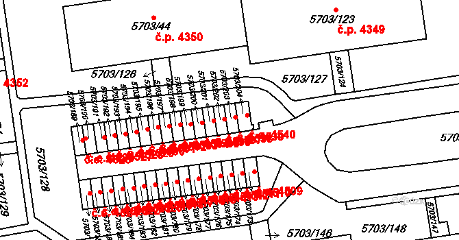 Jihlava 4539 na parcele st. 5703/203 v KÚ Jihlava, Katastrální mapa