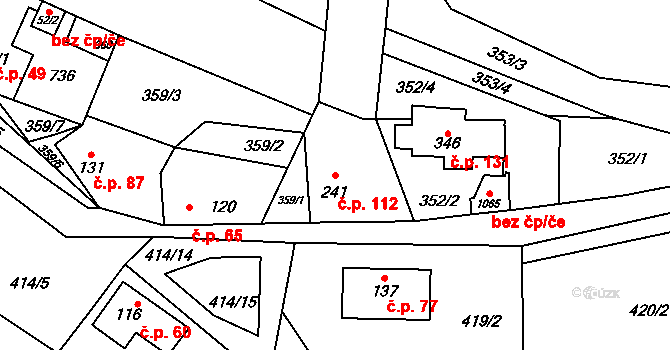 Kamenný Přívoz 112 na parcele st. 241 v KÚ Kamenný Přívoz, Katastrální mapa