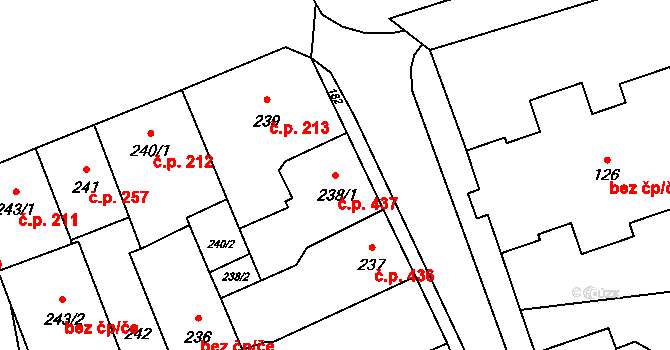 Doksy 437 na parcele st. 238/1 v KÚ Doksy u Máchova jezera, Katastrální mapa