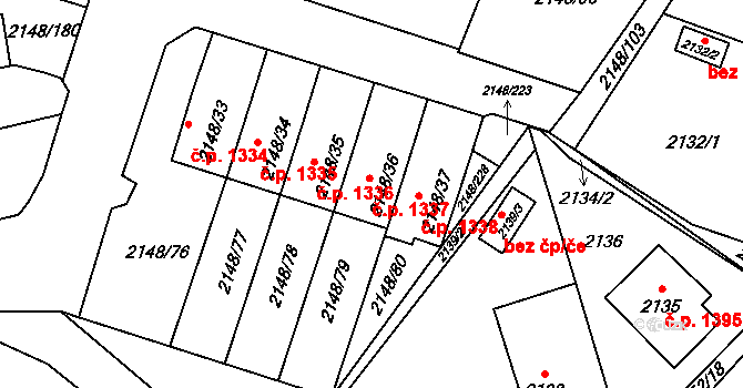 Nový Bor 1337 na parcele st. 2148/36 v KÚ Nový Bor, Katastrální mapa