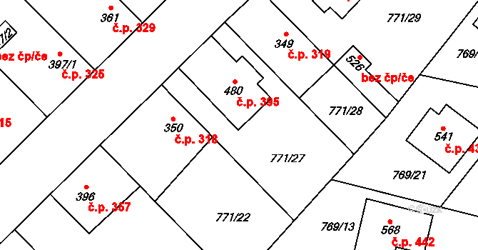 Cerhenice 395 na parcele st. 480 v KÚ Cerhenice, Katastrální mapa
