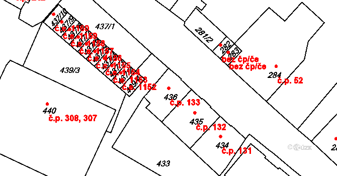 Děčín III-Staré Město 133, Děčín na parcele st. 436 v KÚ Děčín-Staré Město, Katastrální mapa