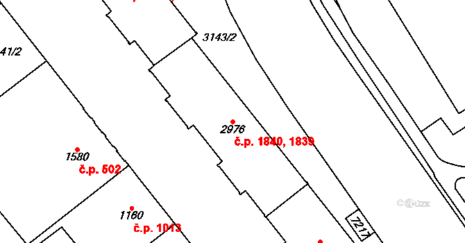 Kraslice 1839,1840 na parcele st. 2976 v KÚ Kraslice, Katastrální mapa