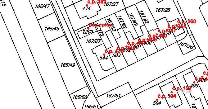 Košťany 433 na parcele st. 544 v KÚ Košťany, Katastrální mapa