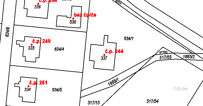 Adolfovice 244, Bělá pod Pradědem na parcele st. 337 v KÚ Adolfovice, Katastrální mapa