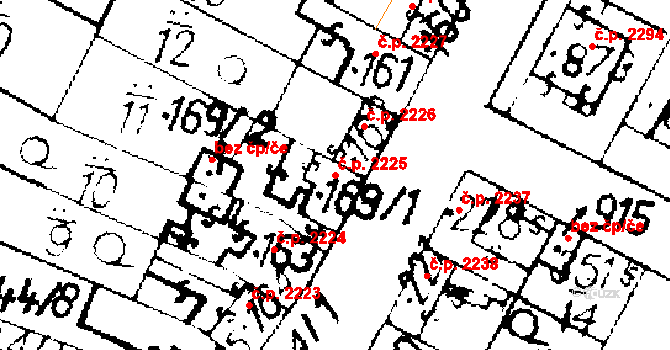 Podlusky 2225, Roudnice nad Labem na parcele st. 169/1 v KÚ Podlusky, Katastrální mapa