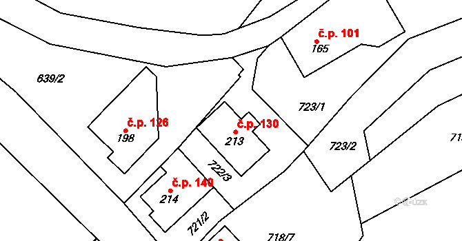 Bítouchov 130, Semily na parcele st. 213 v KÚ Bítouchov u Semil, Katastrální mapa