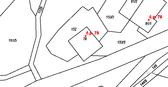 Javorník 79 na parcele st. 76 v KÚ Javorník u Vysokého Mýta, Katastrální mapa