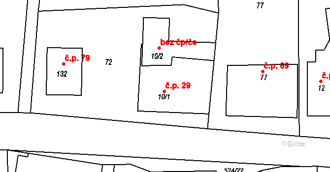 Libecina 29 na parcele st. 10/1 v KÚ Libecina, Katastrální mapa