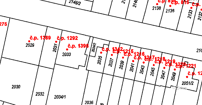 Husovice 1342, Brno na parcele st. 2035 v KÚ Husovice, Katastrální mapa