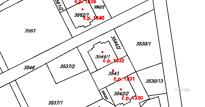 Frýdek 1332, Frýdek-Místek na parcele st. 3544/1 v KÚ Frýdek, Katastrální mapa