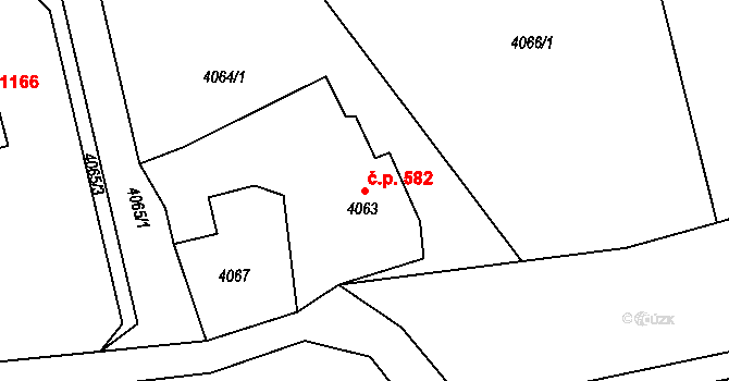Vendryně 582 na parcele st. 4063 v KÚ Vendryně, Katastrální mapa