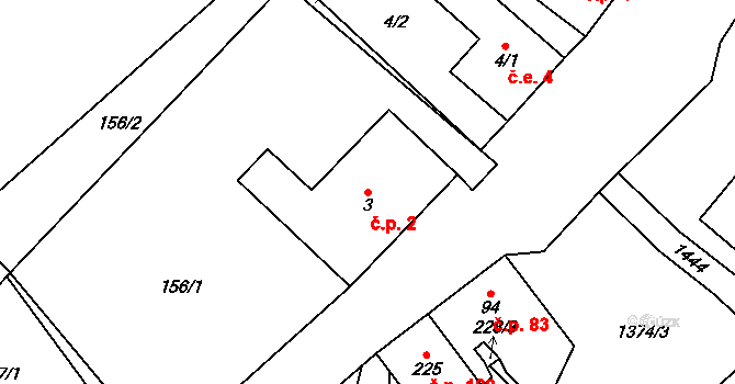 Krásná Lípa 2, Šindelová na parcele st. 3 v KÚ Krásná Lípa u Šindelové, Katastrální mapa