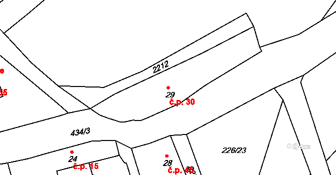 Palupín 30, Strmilov na parcele st. 29 v KÚ Palupín, Katastrální mapa