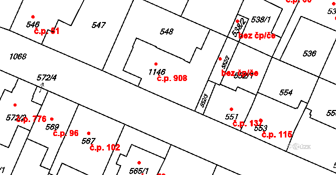 Čimice 52, Praha na parcele st. 549 v KÚ Čimice, Katastrální mapa