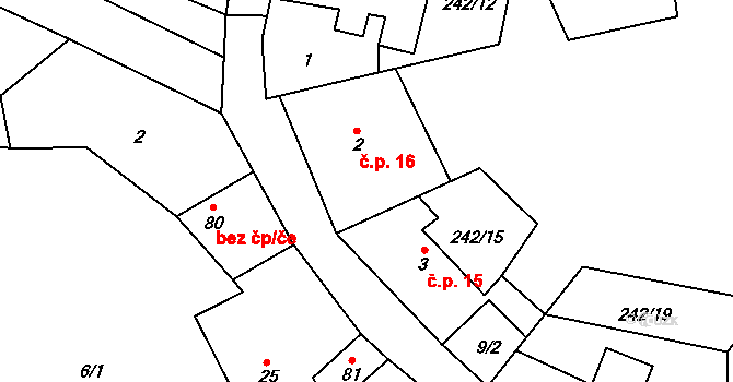 Knížkovice 16, Zdice na parcele st. 2 v KÚ Knížkovice, Katastrální mapa