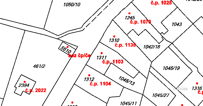 Dvůr Králové nad Labem 1103 na parcele st. 1311 v KÚ Dvůr Králové nad Labem, Katastrální mapa