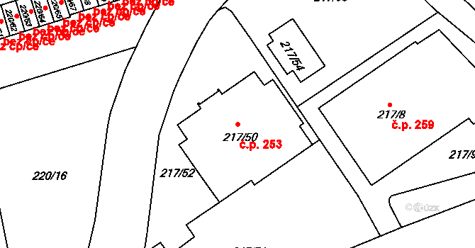 Liberec X-Františkov 253, Liberec na parcele st. 217/50 v KÚ Františkov u Liberce, Katastrální mapa