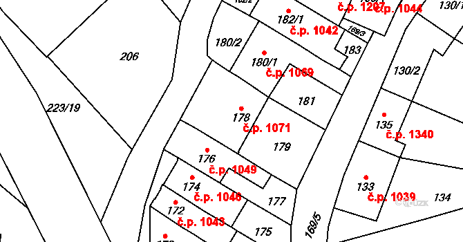Šlapanice 1071 na parcele st. 178 v KÚ Šlapanice u Brna, Katastrální mapa