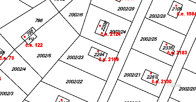 Litice 2168, Plzeň na parcele st. 2294 v KÚ Litice u Plzně, Katastrální mapa
