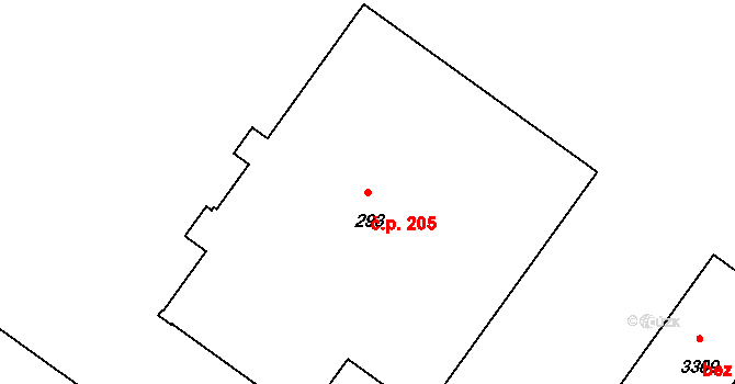 Úšovice 205, Mariánské Lázně na parcele st. 293 v KÚ Úšovice, Katastrální mapa