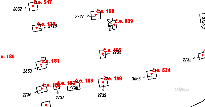 Úšovice 199, Mariánské Lázně na parcele st. 2733 v KÚ Úšovice, Katastrální mapa