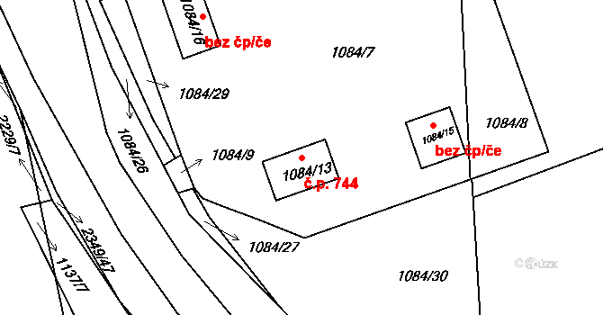 Březnice 744 na parcele st. 1084/13 v KÚ Březnice, Katastrální mapa