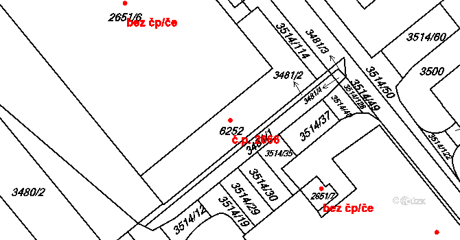 Kroměříž 2066 na parcele st. 6252 v KÚ Kroměříž, Katastrální mapa