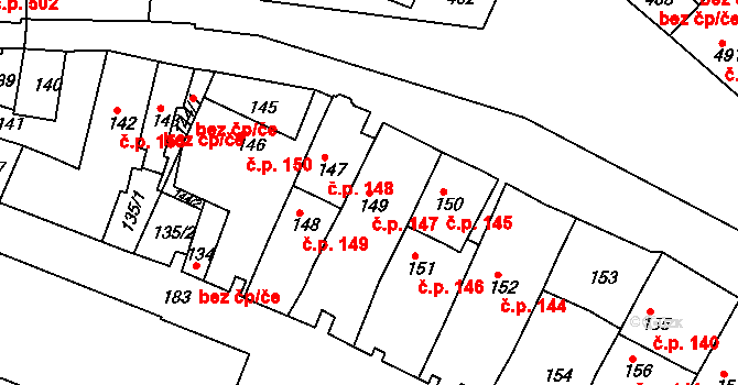 Jemnice 147 na parcele st. 149 v KÚ Jemnice, Katastrální mapa