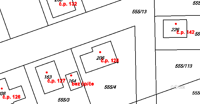 Hradišťko I 128, Veltruby na parcele st. 206 v KÚ Hradišťko I, Katastrální mapa
